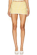 Gingham Ruched Side Tie Mini Skirt