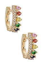Product image of EF COLLECTION Diamond & Rainbow Chloe Mini Huggie Earrings. Click to view full details