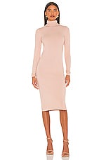 Enza Costa Silk Rib Turtleneck Midi Dress in Nude | REVOLVE
