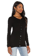 Silk Rib Fitted Long Sleeve Cardigan - thumbnail 5