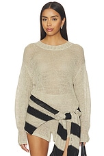 Linen Open Knit Crewneck Sweater - thumbnail 3