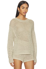 Linen Open Knit Crewneck Sweater - thumbnail 4