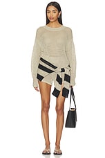 Linen Open Knit Crewneck Sweater - thumbnail 6