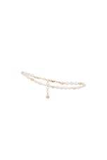 Ettika Pearl Polished Freshwater Pebble Anklet in Pearl | REVOLVE