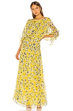 eywasouls malibu Evelyn Dress in Yellow & Blue Garden Print | REVOLVE