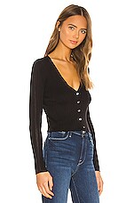 FRAME Mixed Rib Cardigan in Noir | REVOLVE