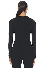 Signature Rib Knit Fitted Long Sleeve Zip Up Tee - thumbnail 6