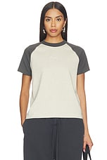 Signature Classic Fit Baseball Tee in Heather Stone & Iron Grey - thumbnail 4