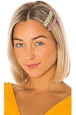 For Love & Lemons Roxy Inset Stone Barrettes in Mint | REVOLVE