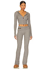 Frankies Bikinis Aimee Cable Knit Hoodie in Dark Pearl | REVOLVE