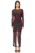 Mesh Ruched Maxi Dress - thumbnail 3