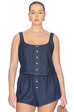 Denim Button Front Tank Top - thumbnail 5