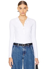 Long Sleeve Lettuce Hem Henley Top