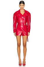 Generation Love Danny Belted Faux Leather Shorts in Ruby | REVOLVE