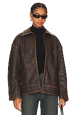 Product image of GRLFRND Alek Distressed Leather Jacket. Click to view full details