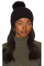Product image of Hat Attack Cashmere Slouchy Cuff Beanie with Faux Fur Pom. Click to view full details