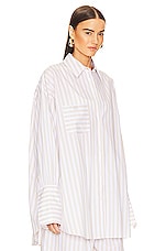Helsa Cotton Poplin Stripe Oversized Shirt in Beige Stripe | REVOLVE