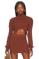 Product image of h:ours Elsie Distressed Cropped Turtleneck. Click to view full details