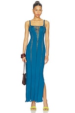Soren Solid Maxi Slash Dress With Macrame Trim - thumbnail 4