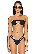 Janice Solid Smocked Bandeau Bikini Top