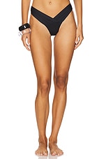 Riot Skimpy Solid Gathered High Cut Bikini Bottom