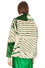 Jakke Rita Faux Fur Coat in Green Stripe | REVOLVE