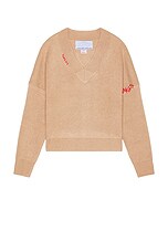 Logo Boxy V Neck Knit Sweater