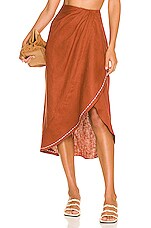 Product image of Johanna Ortiz The Terracotta Ancestry Wrap Skirt. Click to view full details