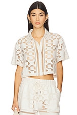 Makaia Cropped Short Sleeve Button Down Shirt