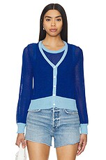 Balloon Contrast Crop Cardigan