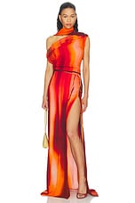 Asymmetrical Draped Dress With Scarf - thumbnail 4