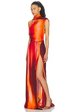 Asymmetrical Draped Dress With Scarf - thumbnail 6