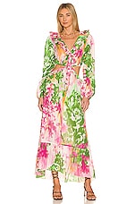 Love the Label Maxi Dress in Rosie Green Print | REVOLVE