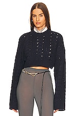 Product image of L'Academie Dallyce Cable Micro Cropped Sweater. Click to view full details