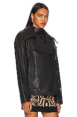 LITA by Ciara Oversized Leather Biker Jacket in Black | REVOLVE