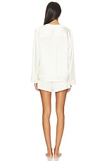 Washable Silk Button Up Long Sleeve Short Set - thumbnail 6