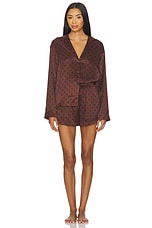 Washable Silk Button Up Long Sleeve Short Set - thumbnail 9