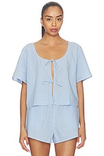 Airy Cotton Tie Front Top - thumbnail 4