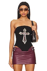 Product image of LOBA Embellished Cross Corset Top. Click to view full details