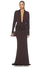Printed Jersey Dolman Cowl Neck Gown - thumbnail 4