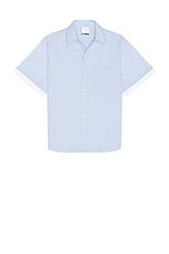 Double Short Sleeve Button Down Shirt in Blue
