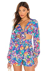 LULI FAMA Water Blossoms Tie Front Crop Top