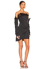 MAJORELLE Feather Mini Dress in Black | REVOLVE