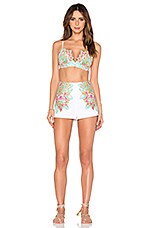 Top Court Brodé Mara Hoffman Blanc Floral Rose/vert - Taille XS - Neuf Avec étiquettes