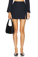 Button Kick Pleat Mini Skirt