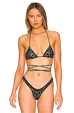 Product image of Monica Hansen Beachwear x REVOLVE Padded Triangle Criss Cross Bikini Top with Crystals. Click to view full details
