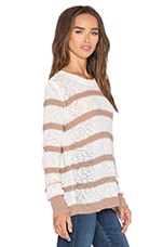 Michael Stars Long Sleeve Striped Crew Neck Pullover in Mojave & Ivory ...