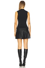 Leather Pleated Skirt Knit Dress - thumbnail 6