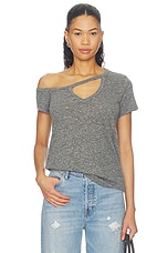 Zire Aysmmetrical Cold Shoulder V-neck Keyhole Tee - thumbnail 4