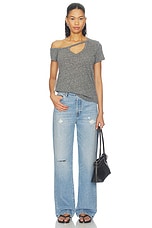 Zire Aysmmetrical Cold Shoulder V-neck Keyhole Tee - thumbnail 7